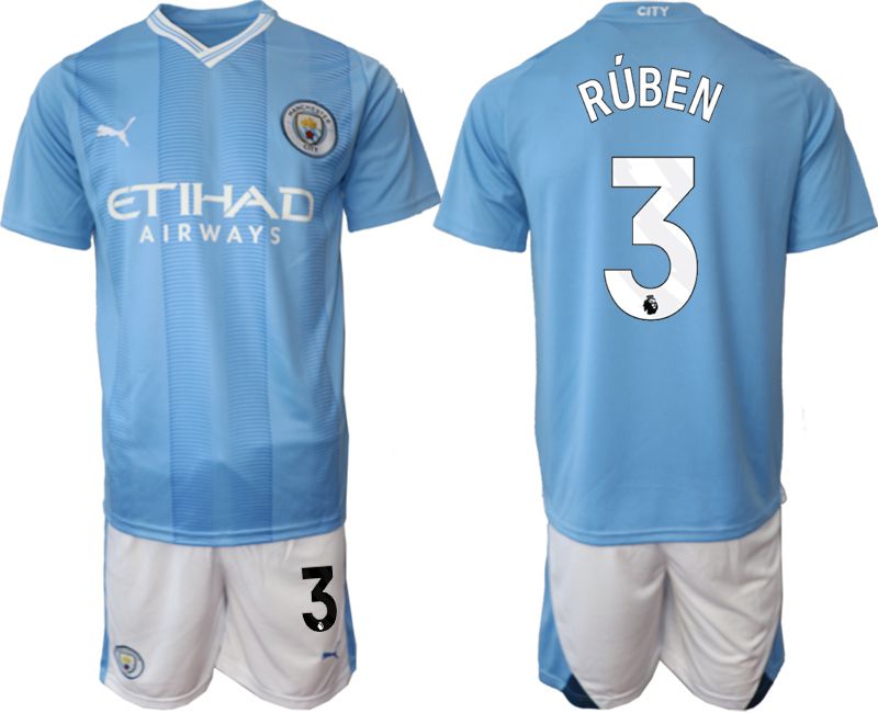 Men 2023-2024 Club Manchester City home Light blue #3 Soccer Jersey->manchester city jersey->Soccer Club Jersey